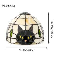 1個黑色貓咪圖案彩繪玻璃燈罩，頂部直徑1cm，底部直徑20cm，適用於桌燈、吊燈、壁燈、吸頂燈更換 - 款式 21 - 查看 7