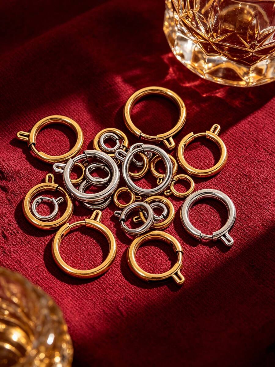 10 Pcs Round Spring Gate Clasps, 304 Stainless Steel 18K Gold Plated Open Jump Rings For DIY Handmade Necklaces, Bracelets And Keychains - Slingshot Buckle - View 1