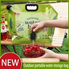 1PC-New Portable Water Bag With Thickened Design, Made Of Soft Plastic, Large Capacity And Available In Multiple Styles. Foldable And Handheld For Outdoor Use, Ideal For Camping, Hiking And Travel Storage. - Multicolor - View 1