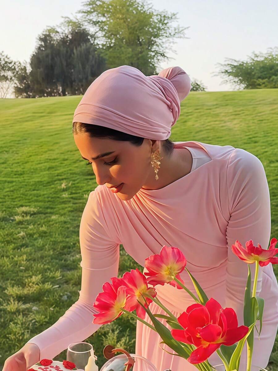 1pc Women's Instant Classic Basic Solid Color Hijab, Multiple Wearing Styles Adjustable Versatile Practical Elastic Turban, Modal Fabric Comfortable Soft Skin-Friendly, Suitable For Daily Outings Sports Yoga Wear