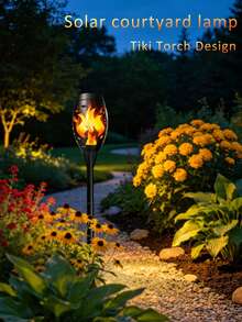 Realistic Flickering Flame Solar Lights, 2/6/10 Pcs LED Torch Style Lamps, Creative Landscape Decor Lights, Works As Underwater And Path Lights, Great For Patio, Lawn, Walkway, Yard And Backyard Outdoor Decoration - Warm Light - View 2