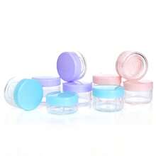 5pcs/10pcs/20pcs Mini Transparent Cream Jars With Transparent Lids, Plastic Cosmetic Empty Sample Jars, Small Cosmetic Sample Containers, Multi-Color Cream, Lotion, Lipstick, Eyeshadow, Nail Powder, Jewelry, Powder Cake, Etc., Portable Reusable Travel Essential, Empty Sample Bottles - Pink - View 9