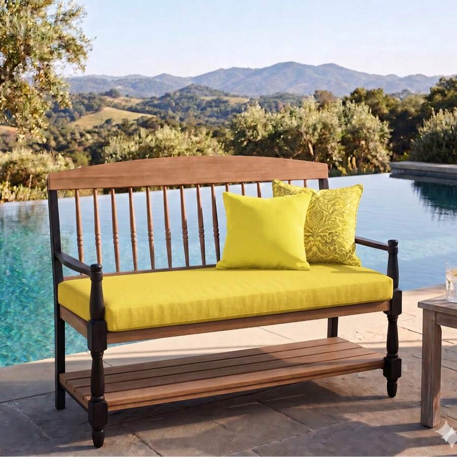 Indoor & Outdoor UV-Resistant Bench Cushion – Black, 100*50*8 Cm | Chair Cushion - Yellow - View 1