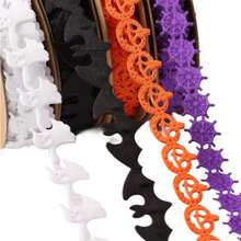 1 Roll, 5 Yards Halloween Lace Ribbon, Pumpkin & Ghost Mesh Hollow Decorative Trim, Suitable For Gift Wrapping, Party, DIY Headband, Halloween Decoration - Multicolor - View 7