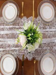 Taplak Meja Bergaya Bohemian dengan Hiasan Renda dan Lubang-lubang, Cocok untuk Dekorasi Rumah Dalam dan Luar Ruangan, Pesta Pernikahan, Acara Bridal Shower, dan Dekorasi Liburan. - Berbagai gaya - View 7