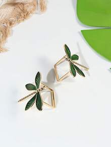 1-12pcs Zinc Alloy Square Dragonfly Napkin Rings, Green Napkin Rings, Suitable For Daily Room Decor, Table Decor, Home Decor - Multicolor - View 5