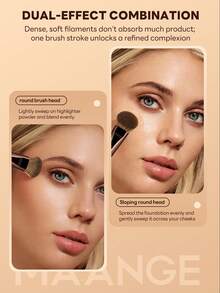 MAANGE 1/3pcs Professional Dual-Ended Makeup Brushes, Foundation Brush, Concealer Brush, Nose Contour Brush, Powder Brush, Contour Brush And Other Makeup Tools, Soft Fiber Material, Portable Travel Makeup Tools, Travel Essentials, Gift Choice For Women/Girls - Brown - View 9