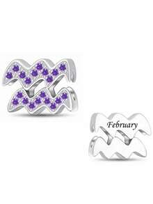 1pc Fashion Charming Minimalist Zirconia Inlaid December Zodiac Beaded Bracelet Necklace, Niche Creative Versatile DIY Jewelry, Birthday Gift - Silver - View 6