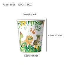 Bộ 50 món đồ dùng trang trí tiệc sinh nhật chủ đề khủng long dễ thương "Chúc mừng sinh nhật" - Mũ đội đầu hình khủng long nhiều màu sắc, bóng bay và đĩa, cốc, khăn ăn dùng một lần họa tiết lá nhiệt đới | Thích hợp cho tiệc sinh nhật khủng long của trẻ em, buổi tụ họp phiêu lưu thời tiền sử và lễ hội rừng rậm | Khủng long bạo chúa Tyrannosaurus Rex đáng yêu - Nhiều màu - Xem 10
