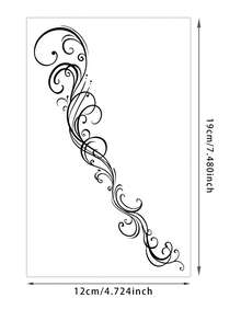 1 pieza Pegatina de tatuaje con patrón de enredadera y volutas simple y elegante, pegatina de tatuaje temporal, diseño de tatuaje realista, adecuado para viajes, festivales de música, juegos, regalos de graduación, dura de 3 a 5 días. - Negro - Ver 6