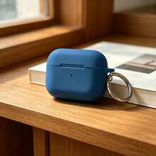 Funda protectora de silicona de unicolor para AirPods Pro 3, 4ª generación, funda protectora minimalista, 1ª/2ª generación 3ª generación Pro 2 funda protectora de silicona, con gancho redondo - Gris Oscuro - Ver 9