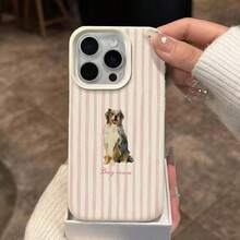 1pc TPU Material Soft Pink & White Striped Edge Cool Slogan Pattern Phone Case Compatible With IPhone 17 Pro Max/17/16 Pro Max/15/13/12/11/ S20 FE/A15/S24/A55/ Note 11/Note 12/Note 13 Pro Full Coverage Shockproof Soft Shell Protective Cover - White - View 4