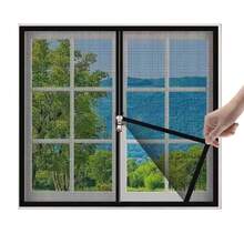 Black Zippered Window Screen, High Transparency Dense Mosquito Net, Special Mosquito Net, Breathable, No Drilling Required, Washable - Black Zippered Window Screen - View 3