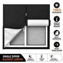 Portable Single Zipper Blackout Curtain, 100% Blackout, Self-Adhesive Window Curtain, Waterproof And Durable, Suitable For Children's Room And Nursery - A - View 1