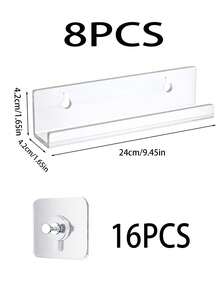 8pcs Vinyl Record Wall Mount Holder, Transparent Acrylic Vinyl Record Storage Box, 1/2 Inch Album R - Clear - View 9