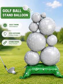 1 pieza Juego de decoración de globos con tema multideportivo, incluye pila de globos de baloncesto de pie de gran tamaño, pila de globos de béisbol de pie de gran tamaño, pila de globos de pelota de golf de pie de gran tamaño, adecuado para decoración de fiesta de cumpleaños, decoración de fiesta y evento deportivo, tema deportivo, actividades escolares, decoración del día del juego, cancha de baloncesto, campo de béisbol, decoración de campo de golf, accesorios de fotografía - Multicolor - Ver 7