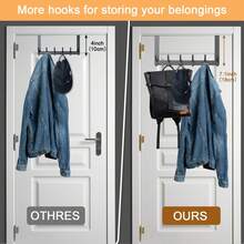 Over-The-Door Hook Rack, Sturdy Door Hanger, Towel Rack, Bathroom Towel Hook, 12 Large Hooks, Suitable For Bathroom, Bedroom And Kitchen - Multicolor - View 5