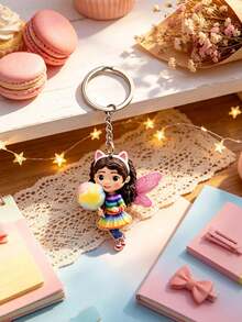 MASSDI Acrylic Keychain, 2D Flat Rainbow Fairy Gabby Pattern Bag Accessory, Keychain Accessory, Suitable For Keys, Backpacks, Wallets And Suitcases, Perfect For Fans, Birthday Gifts, Party Favors And Themed Events - Fairy - View 8