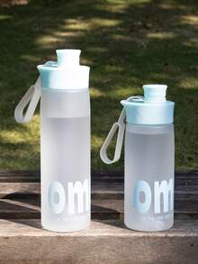 1 pieza Botella de agua deportiva transparente 600/750ml portátil para gimnasio y viajes, botella de beber a prueba de fugas esmerilada - Celeste - Ver 4