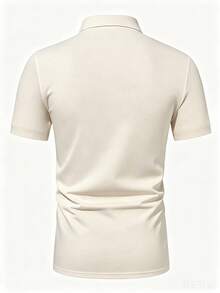 GRDR Men's Solid Color Minimalist Half-Zip Short Sleeve T-Shirt For Daily Wear - Apricot - View 5