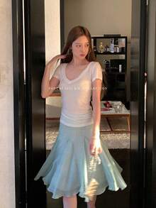 Women Skirts - Mint Green - View 4