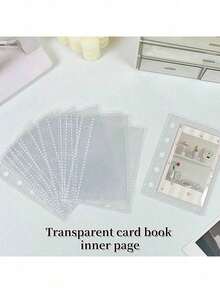 10pcs/Bag A8 Transparent Loose Leaf Pages, Double-Sided Photo Album Inner Pages, Loose Leaf Binder Inserts, Sticker Book Inner Pages, Loose Leaf Binder Pockets, Suitable For Idol Photo Cards, Postcards, Photos, Access Cards Storage, Office Stationery - A - View 7