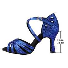 Women's Embellished Latin Dance Shoes, 7.5cm/2.95in Shiny High Heels For Salsa, Bachata, Tango, Ballroom, Performance & Party - Orange - View 12