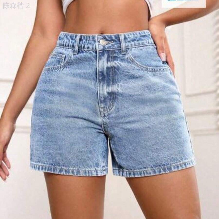 xuehuamaoyi02 PETITE Pantalones cortos vaqueros sueltos y lavados de uso casual versátil - Lavado ligero - Ver 1