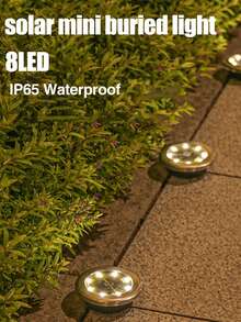4/8/12 piezas Luces solares empotradas, lámparas solares de exterior de acero inoxidable IP65 a prueba de agua, mini luces de camino de paisaje con encendido/apagado automático, luces decorativas de piso y escalera para jardín, patio, villa, terraza, decoración de Navidad y Halloween - Multicolor - Ver 4