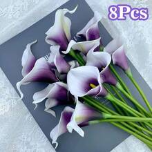 8pcs Artificial Bird Of Paradise Flowers, PU Material, Suitable For Wedding, Home And Office Decoration, Especially For Mother's Day And Spring Decoration, Fresh Floral Decoration, Suitable For Home, Outdoor, Living Room, Wedding Arrangement, Valentine's Day, Mother's Day Table Decor - Plastic Material, No Battery Required, Vase And Bouquet Accessories Not Included - Purple - View 5