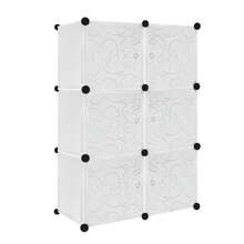 Système d'étagères de garde-robe DIY avec porte-chaussures et barre à vêtements, garde-robe modulaire combinée, système d'étagères emboîtables gain de place, étagère portable pliable, 6 cubes, blanc - Voir 9