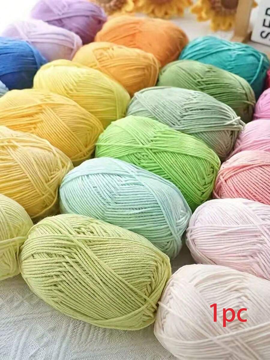 EDCUEBE7 1 件 5 股牛奶纱,钩针编织线,适用于 DIY 编织包、围巾、帽子、毛衣、玩偶,50 克/件(随机包装) - 彩色 - 查看 1