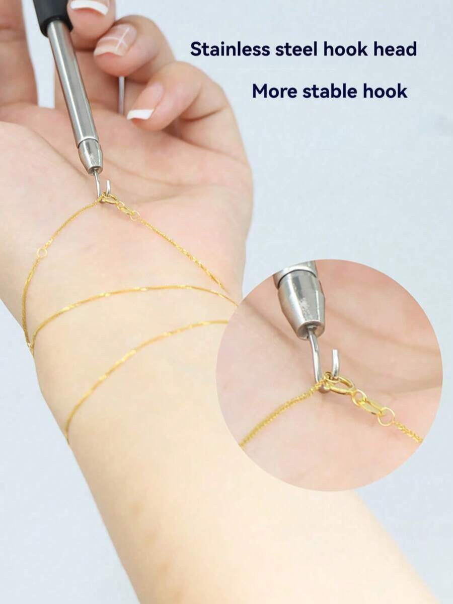 1/2Pcs Stainless Steel Bracelet Fastener Helper, Jewelry Helper Bracelet Clasp Helper, Portable Bracelet Tool Jewelry And Hooking Equipment Bracelet Attachment Tool, Adjustable Bracelet Fastener - Easy-To-Use Jewelry Helper For Women