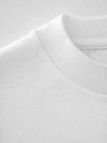 Navy Blue Pure Cotton Blouse, Round Neck, Short Sleeve, Summer Top With Sparkling Heart Design, Lightweight, Soft, Breathable, Casual Style, Ideal For Women - 白色的 - 查看 3