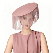 Fascinators Hats For Women Tea Party Cocktail Fascinator Kentucky Vintage Funeral Derby Hat With Tassels - D - View 10