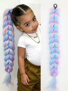 1pc Kids Colorful Synthetic Ponytail Hair Extension, 24 Inch Long Ponytail, Suitable For Girls Halloween Christmas - Multicolor - View 14