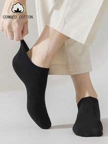 1/3/5/10/20 Pairs Men's Pure Cotton Invisible Short Socks, Black, Suitable For All Seasons, Breathable And Moisture-Wicking, Ideal For Sports, Business, Casual And Seasonal Outfits - Black - View 2