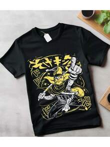 Camiseta Vintage Especial de Anime, Camisetas de Manga, Amor por el Anime, Unisex, Estilo Japonés, Ropa Casual,Moda Anime,Camiseta Gráfica,Estampado de Manga,Material Transpirable,Ajuste Cóm - Negro - Ver 1