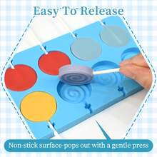 1/2pcs Lollipop Mold With 100 Plastic Sticks, Round Silicone Mold For Chocolate, Candy, Hard Candy, Fondant, Cake Decoration - Baby Blue - View 6