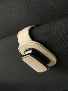 High-Quality PU Leather & Metal Car Sun Visor Glasses Holder - Universal Clip-On Design Fits 99% Of Vehicles, Strong Elastic Clip, Scratch-Resistant, Easy Installation, Holds Eyeglasses, Fashion Glasses & Documents, Compact & Stylish - A - View 4