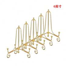 5/10pcs 4-Inch Metal Display Stands, Gold-Color Holders Suitable For Frames, Decorative Plates, Dishes, Books And Tabletop Decor - Gold - View 12