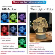 1个游戏手柄造型LED夜灯，USB供电，氛围装饰灯，柔光床头灯，适用于书房、卧室、客厅、酒吧装饰，是情人节、开学季、感恩节、父亲节、生日等节日送给朋友的绝佳礼物。 - 多色 - 查看 9