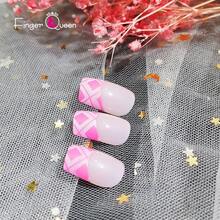 Finger Queen Short Square Geometric False Nails, Nude Pink, 24 Pieces - Geometrica Rosa Nude - View 3