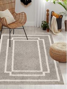 Digitally Printed Non-Slip Washable Runner And Area Rug Living Room Carpet, Modern Design, Modern, Scandinavian, Bohemian And Classic Styles, 100% Polyester - Grey - View 3