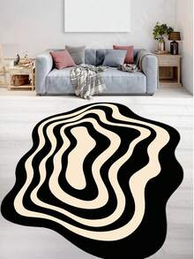 Digitally Printed Non-Slip Washable Runner And Area Rug Living Room Carpet, Modern Design | Modern, Scandinavian, Bohemian And Classic Styles | 100% Polyester - Black - View 6