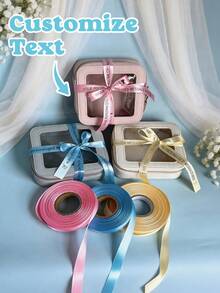 Custom Printed Satin Ribbon, Personalized Printed With Name Or Logo | Wedding Favor Custom Printed Satin Ribbon - Wedding Gift Packaging - Wedding Ribbon - Anniversary Gift Packaging - Multicolor - View 5