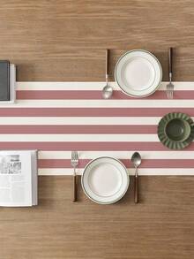 1pc,Bohemian Style,Minimalist Striped Table Runner,Microwave Dust Cover,Protective Cover,Rectangular Tablecloth,Washable,Suitable For Home Dinner,Coffee Table,Kitchen And Dining Room Decor,Dining Table Decor Party And Scene Decoration,Home Decor,Outdoor Patio Table Runner Decor,Entryway Decor,Fireplace Mantel Decor - Smoked Rose Pink - View 2