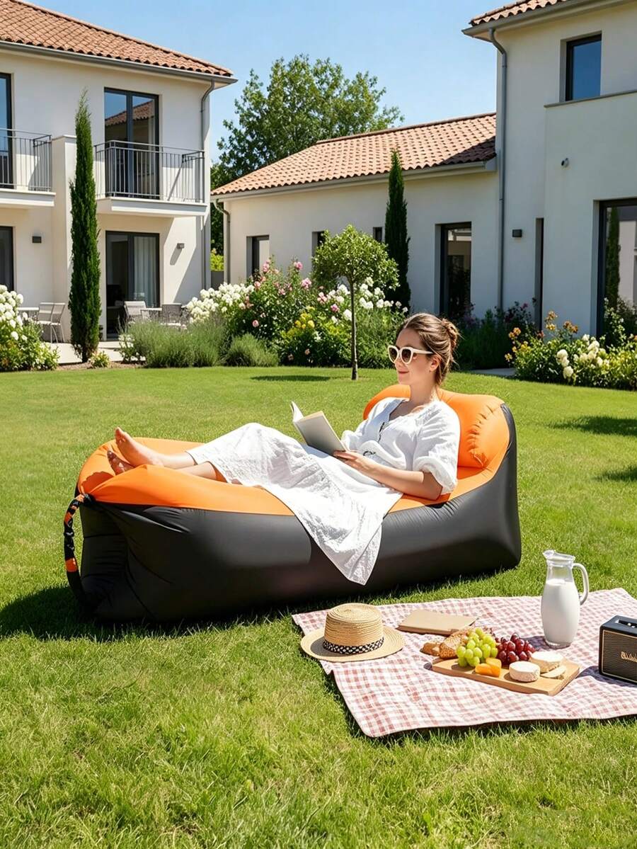 All-In-One Inflatable Sofa - Comfortable High Rebound, Wear-Resistant & Scratch-Proof | Multiple Fashionable Color-Block Options Available | Suitable For Poolside Relaxation, Camping Gear, Garden Leisure And Indoor Temporary Seating