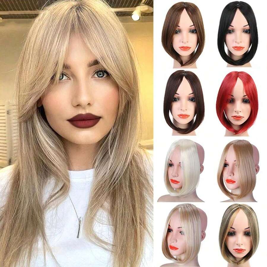 Fringe Clip-In Hair Extension Piece, Clip-In Hair Extension, Heat-Resistant Synthetic Fiber Fake Bangs Hair Piece/Bangs Pad - Multicolor - View 1