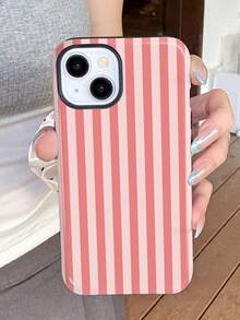 1 pieza Funda de teléfono dura de cobertura completa con patrón de rayas coloridas artísticas minimalistas y acabado brillante 2 en 1 compatible con Samsung/ 11/12/13/14/15/16/17 Pro Max - Multicolor - Ver 2
